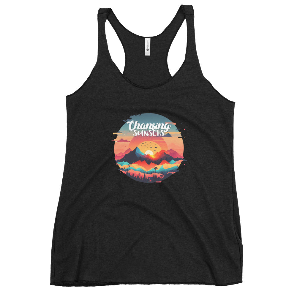 Women's Racerback Tank –Soft and Stylish Perfect for Warm Days, black, front full body, women. 
