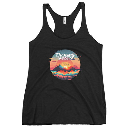 Women's Racerback Tank –Soft and Stylish Perfect for Warm Days, black, front full body, women. 