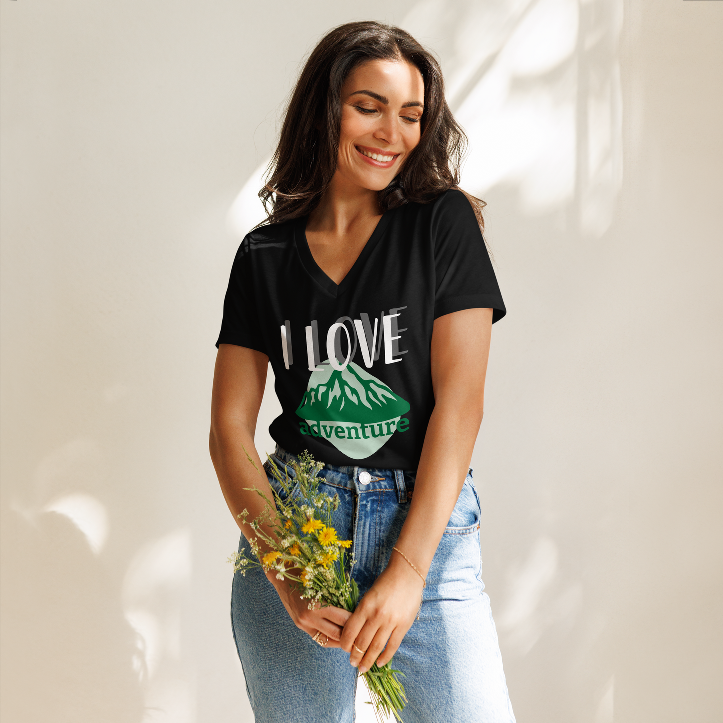 I love adventure - Women’s relaxed v-neck t-shirt