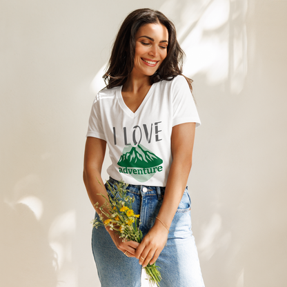 I love adventure - Women’s relaxed v-neck t-shirt